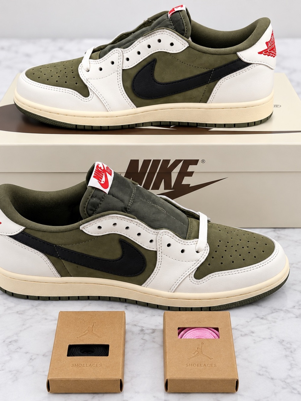 Nike Low-Top Sneakers in Olive, White & Black